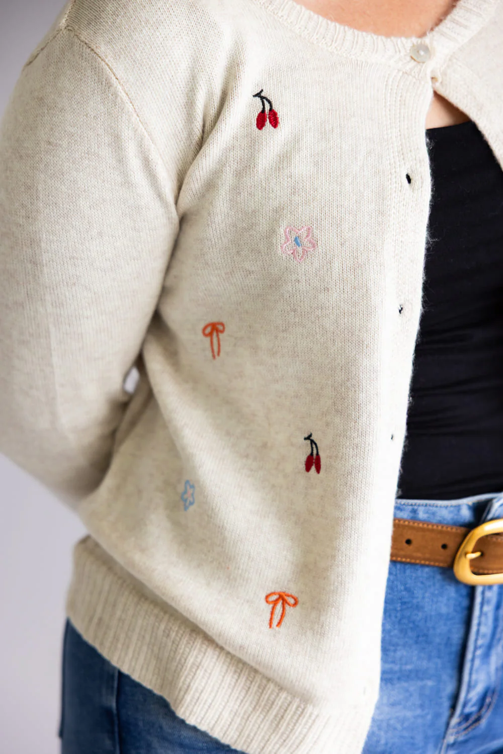 Miracle Embroidered Details Cardigan for Women in Cream | F2152-CREAM - Image 3