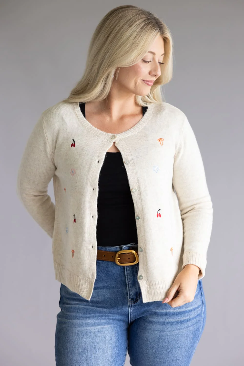 Miracle Embroidered Details Cardigan for Women in Cream | F2152-CREAM - Image 4