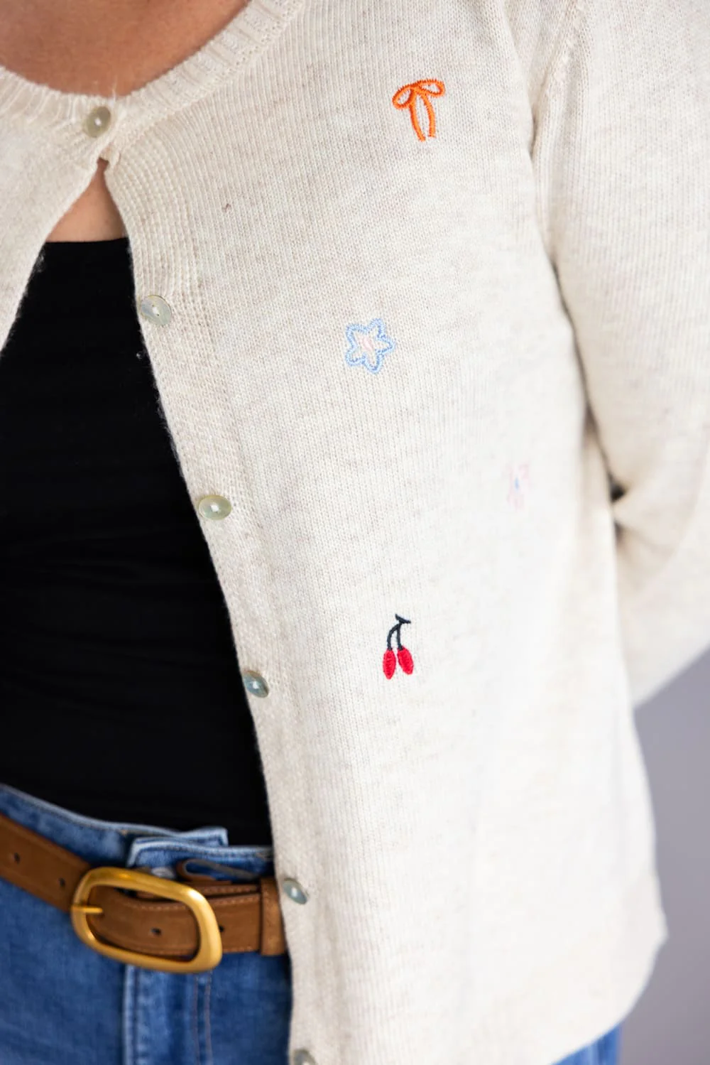 Miracle Embroidered Details Cardigan for Women in Cream | F2152-CREAM - Image 5