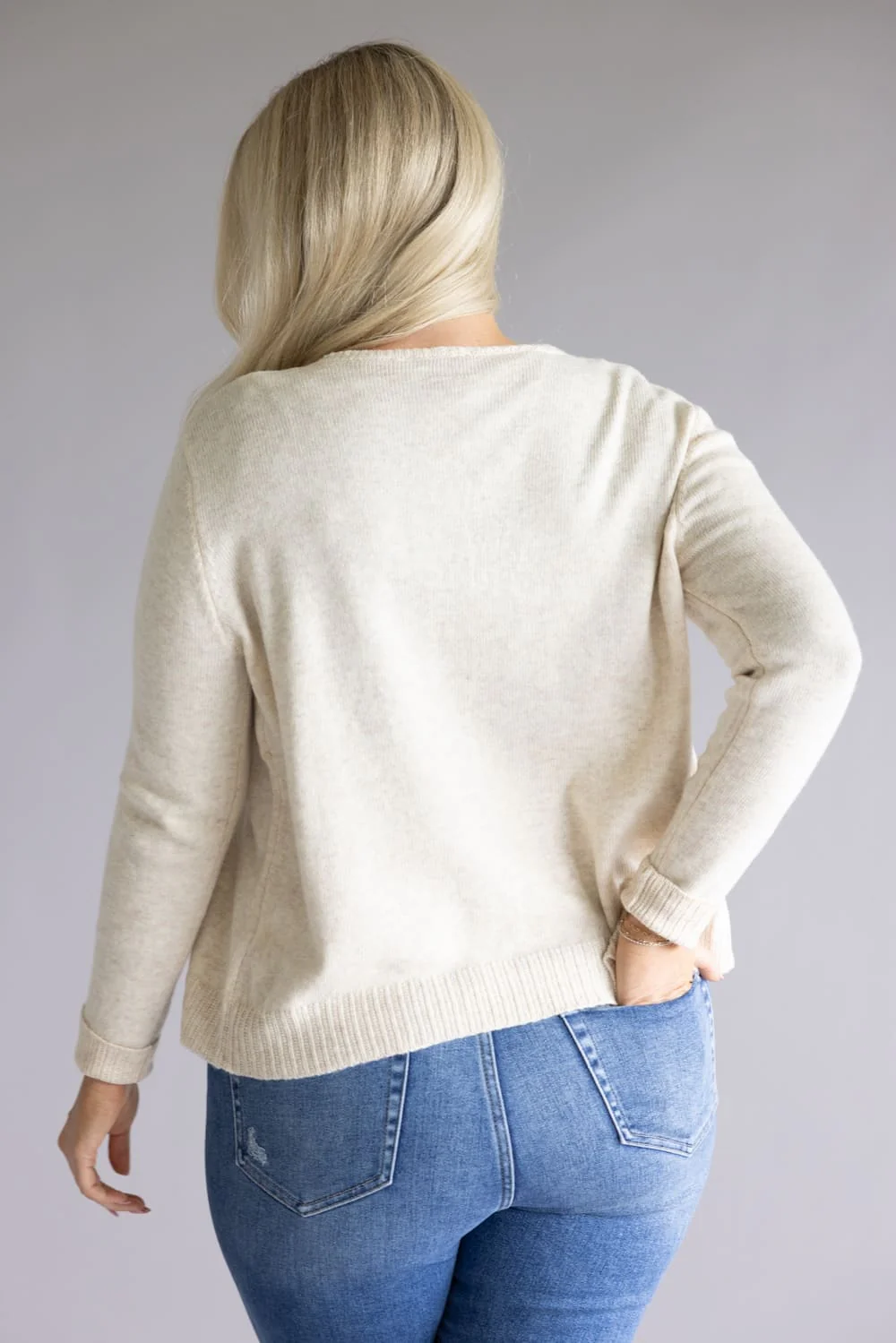 Miracle Embroidered Details Cardigan for Women in Cream | F2152-CREAM - Image 6