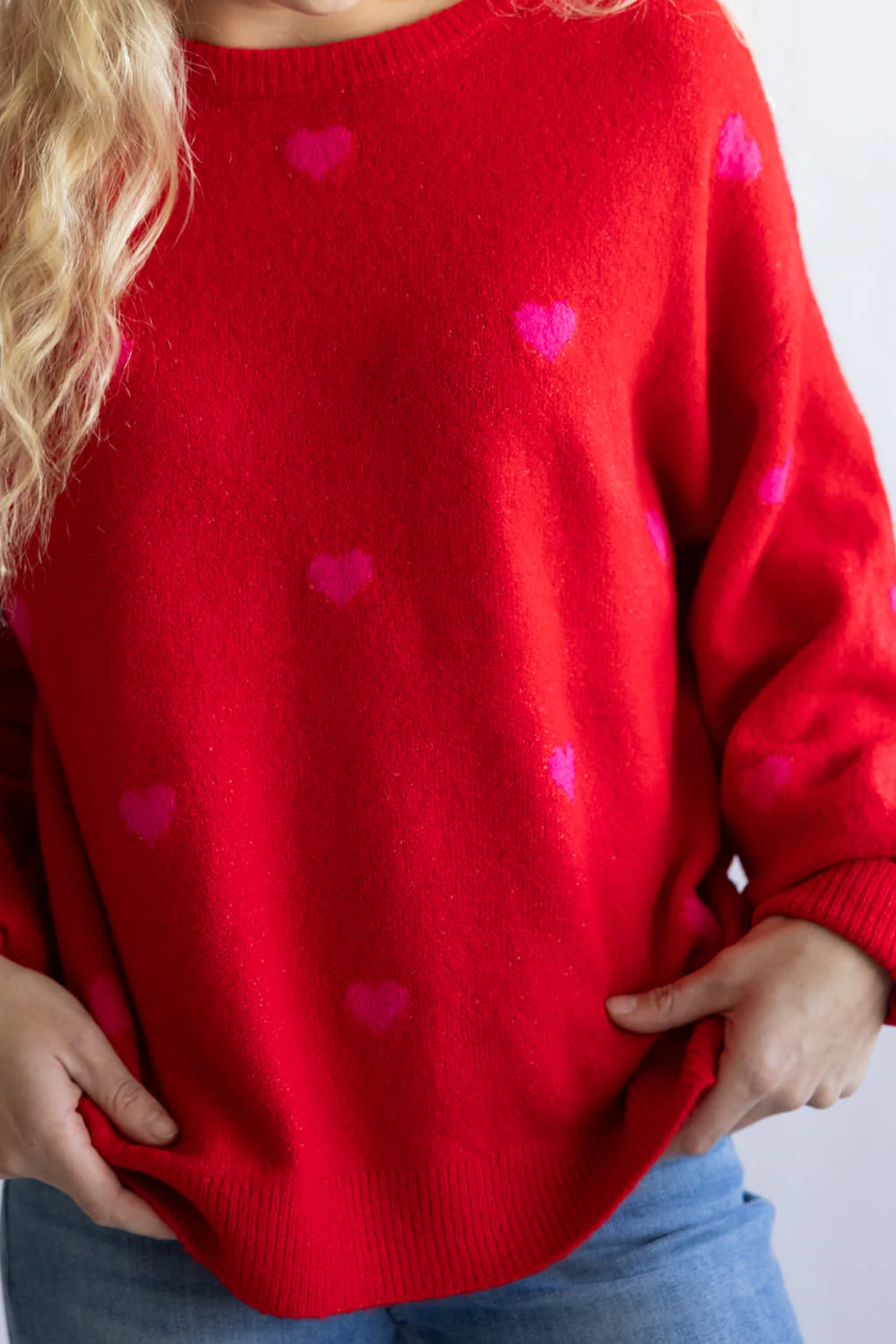 Miracle Heart Pattern Sweater for Women in Red | W8365-REDPINK - Image 2