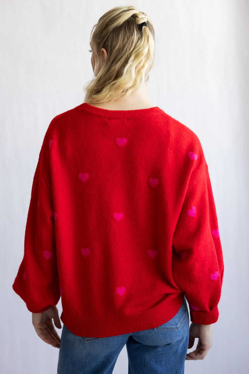Miracle Heart Pattern Sweater for Women in Red | W8365-REDPINK - Image 4