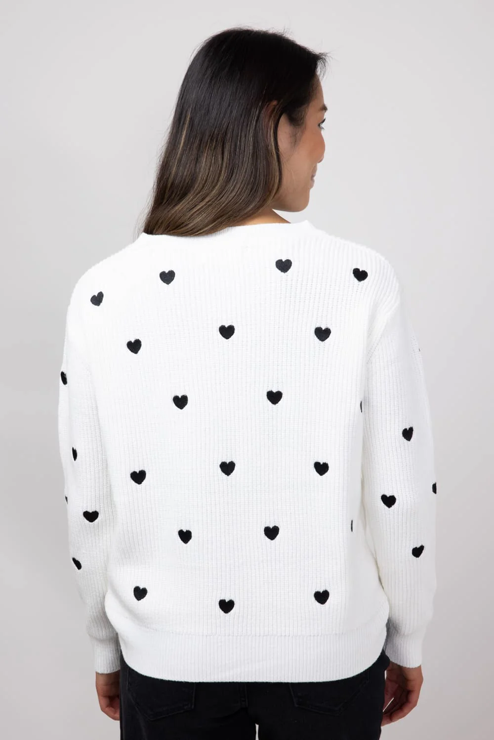 Miracle Heart Sweater for Women in Ivory/Black | W8009-IVORYBLACK - Image 3