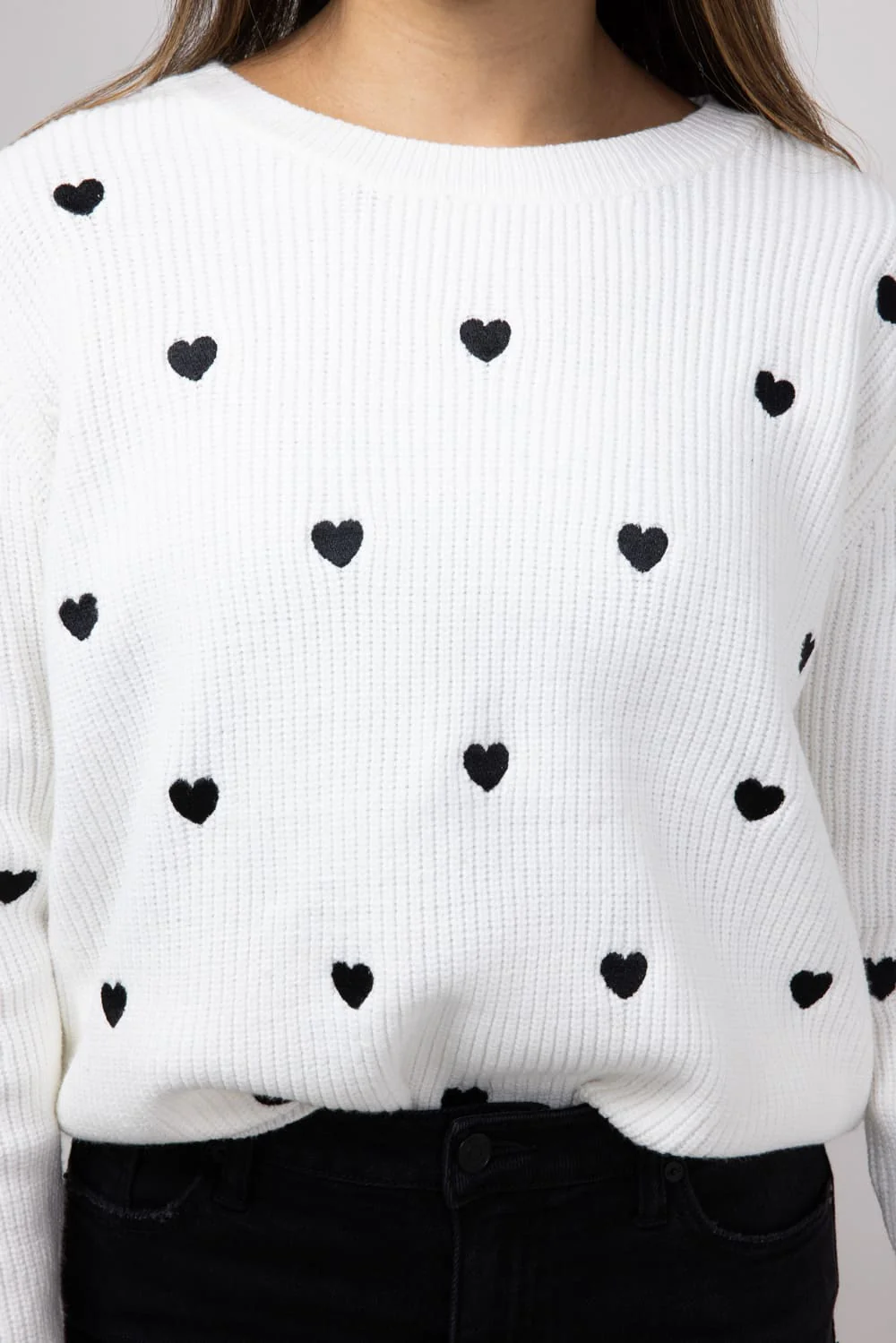 Miracle Heart Sweater for Women in Ivory/Black | W8009-IVORYBLACK - Image 4