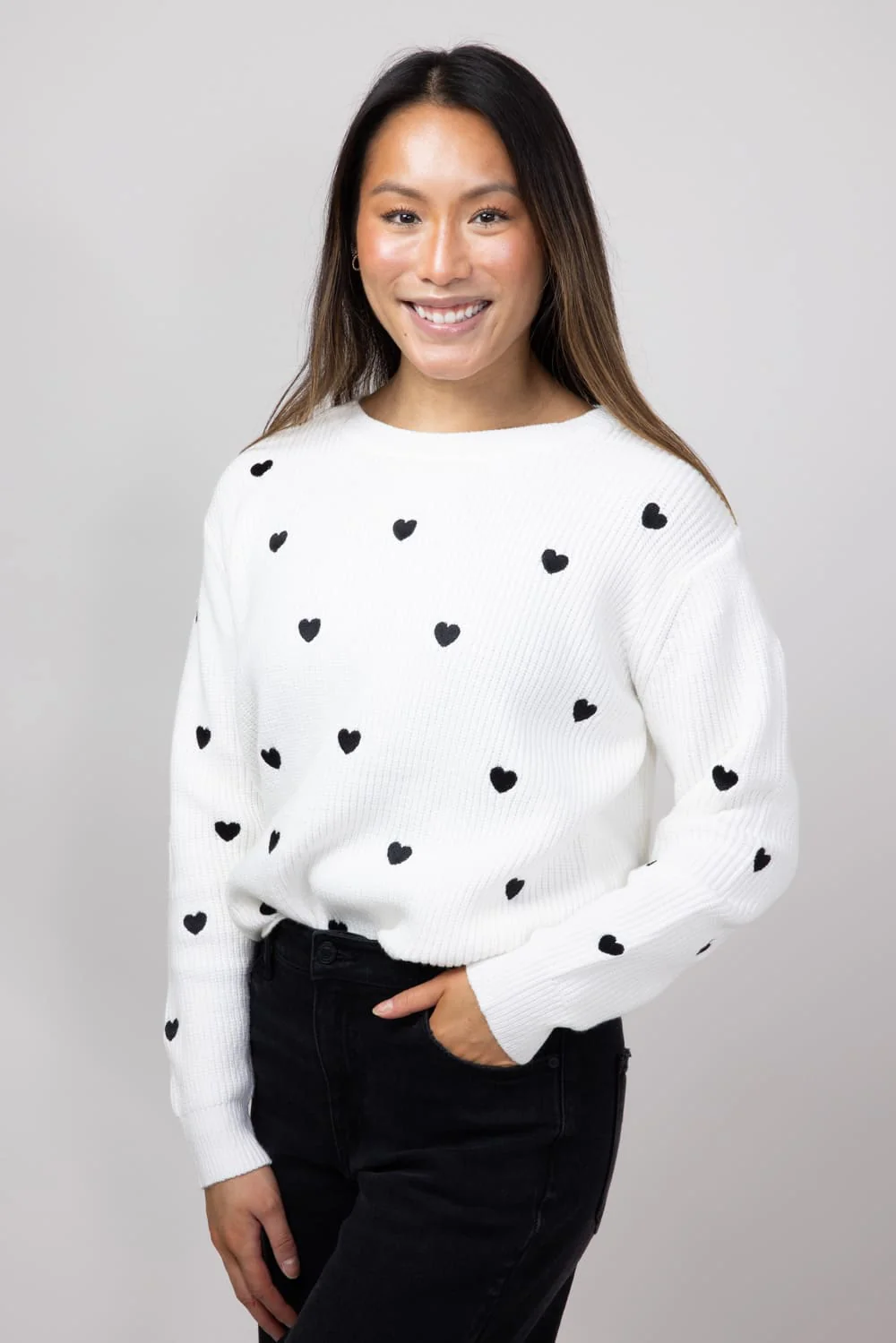 Miracle Heart Sweater for Women in Ivory/Black | W8009-IVORYBLACK - Image 5