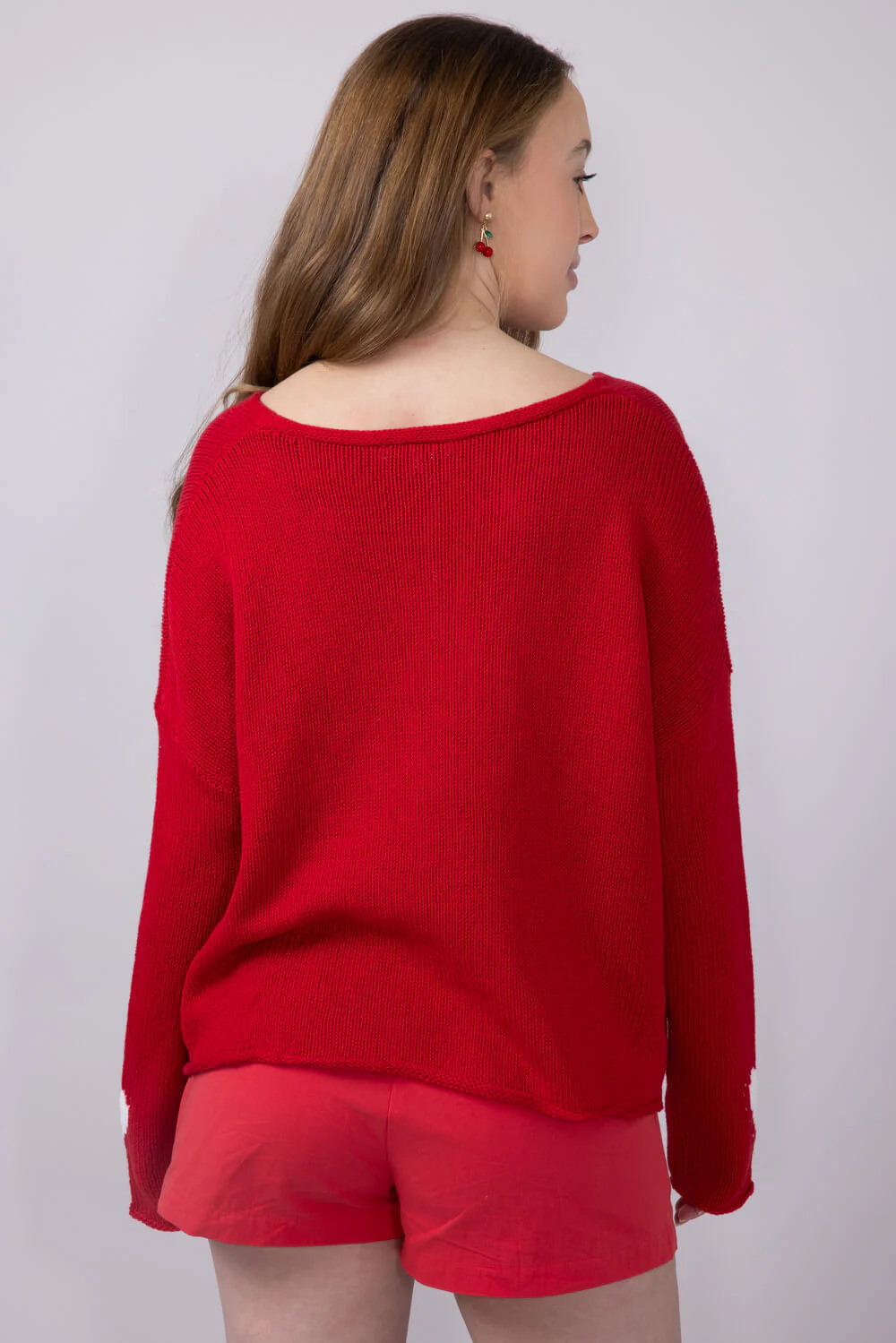 Miracle Heart Sweater for Women in Red/White | B2502-REDWHITE - Image 2