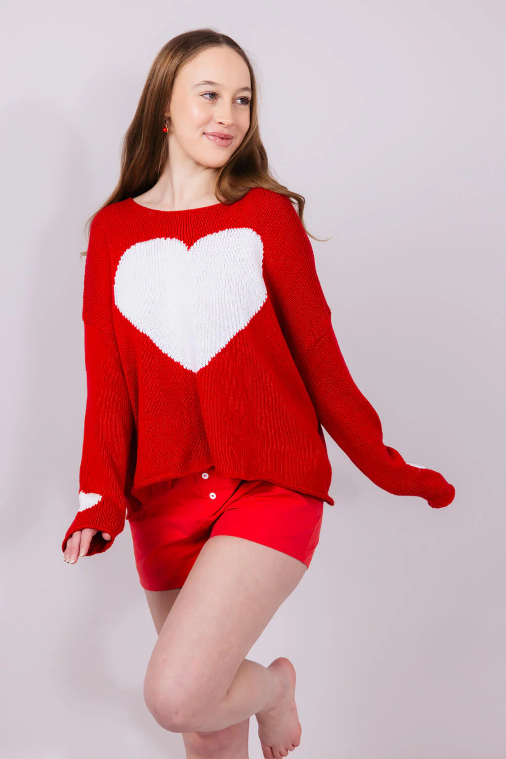 Miracle Heart Sweater for Women in Red/White | B2502-REDWHITE - Image 4