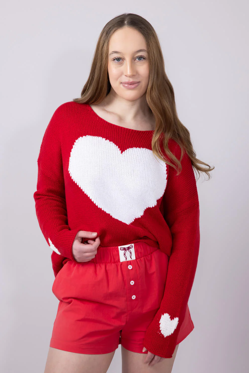 Miracle Heart Sweater for Women in Red/White | B2502-REDWHITE - Image 5