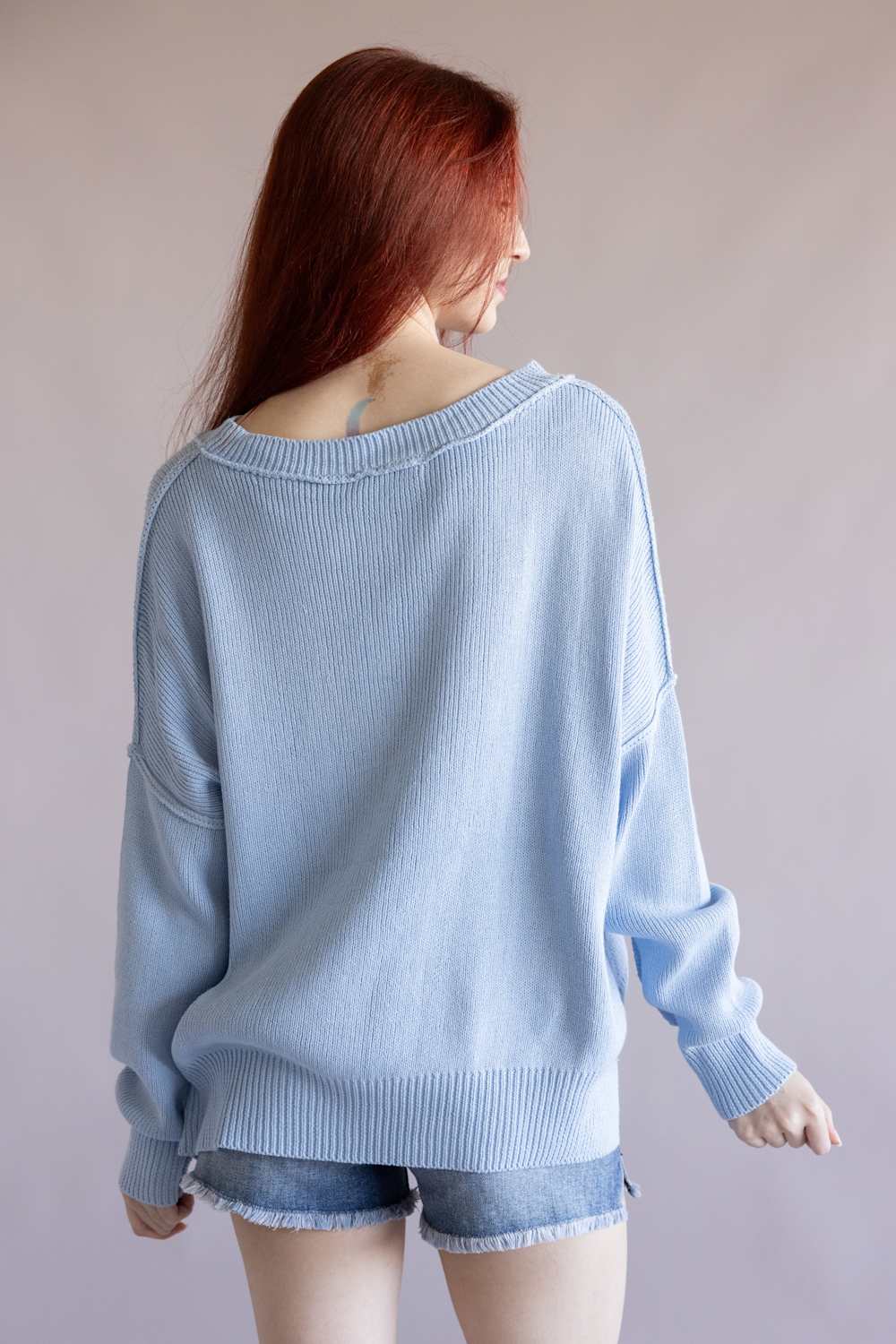 Miracle Knit American Flag Sweater for Women in Light Blue | M8167-LBLUE - Image 3