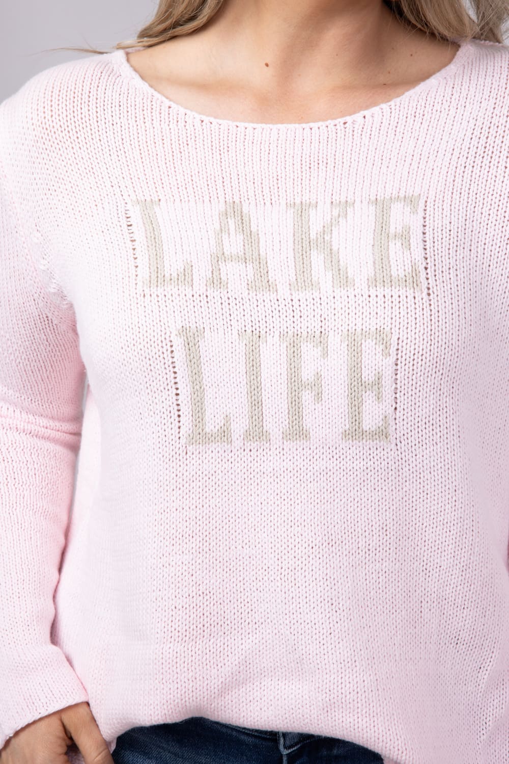 Miracle Lake Life Lightweight Sweater for Women in Blush/Beige | F139-BLUSHBEIGE - Image 2