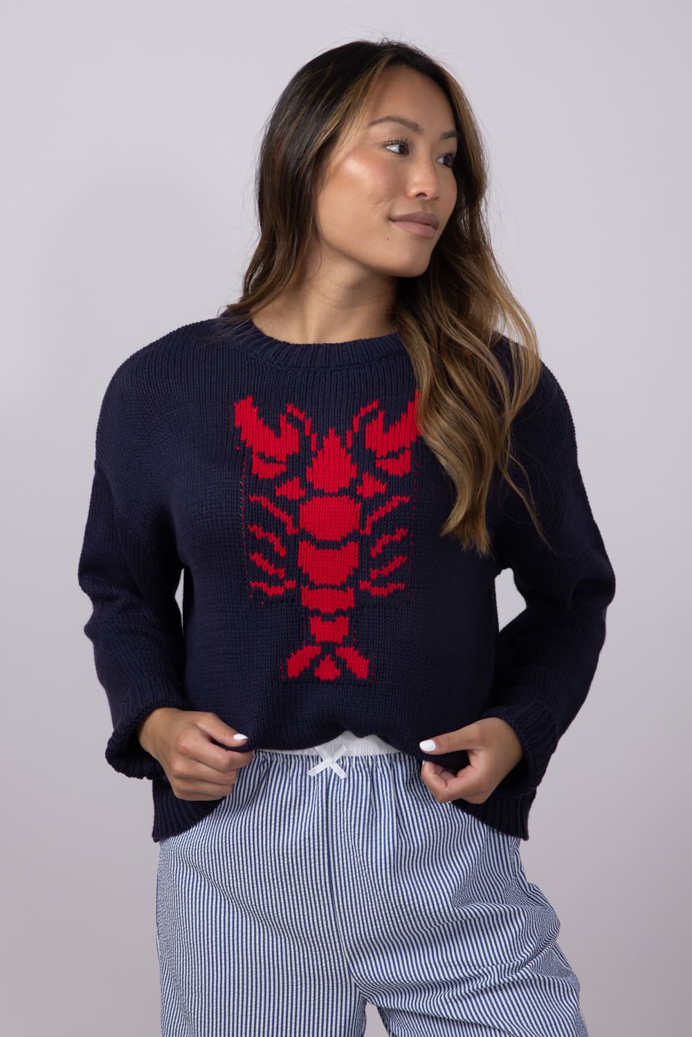 Miracle Lobster Sweater for Women in Navy | W8403-NAVYRED - Image 4