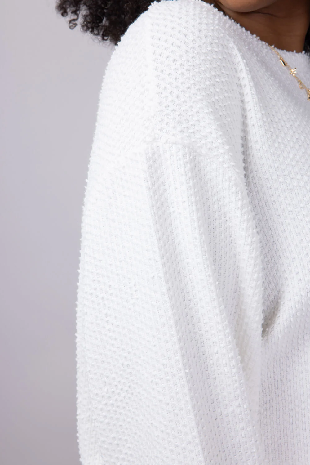 Miracle Synch Waist Textured Lightweight Sweater for Women in White | FL-01027-WHITE - Image 5