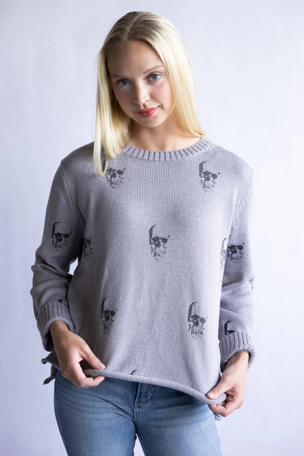 Miracle Skull Sweater for Women in Grey | W8427-SILVER - Image 3