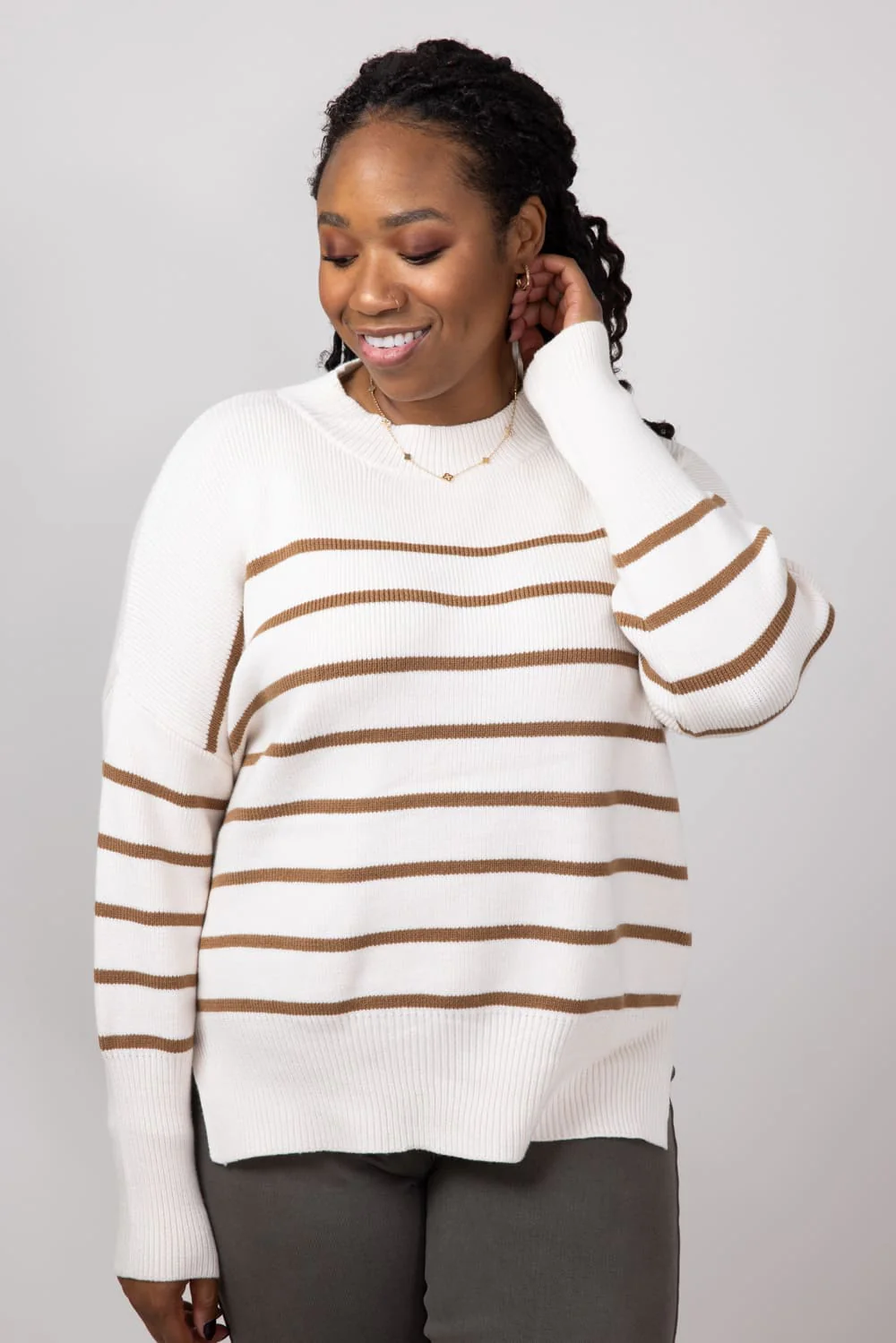 Miracle Striped Sweater for Women in Neutral | F147-NEUTRAL - Image 3