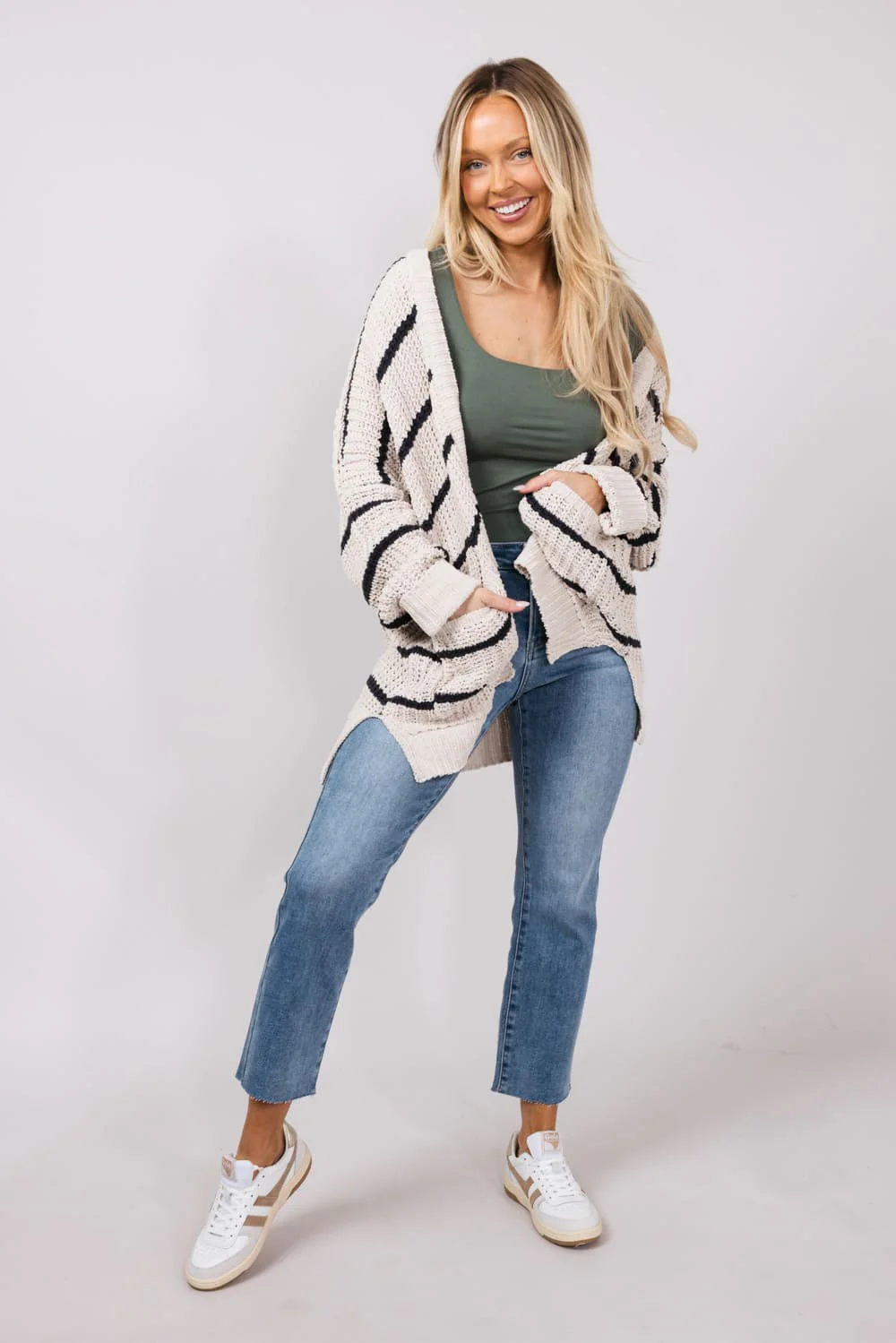 Miracle Sweater Cardigan for Women in Beige | W8401-BEIGEBLUE - Image 4