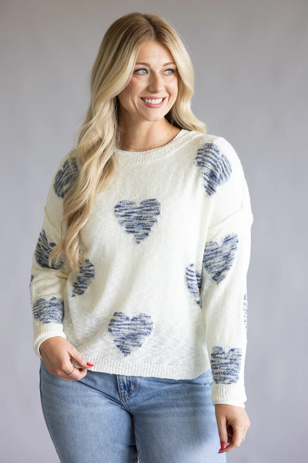 Miracle Tie Dye Heart Sweater for Women in Ivory Multi | W8422-IVORYMULTI - Image 2