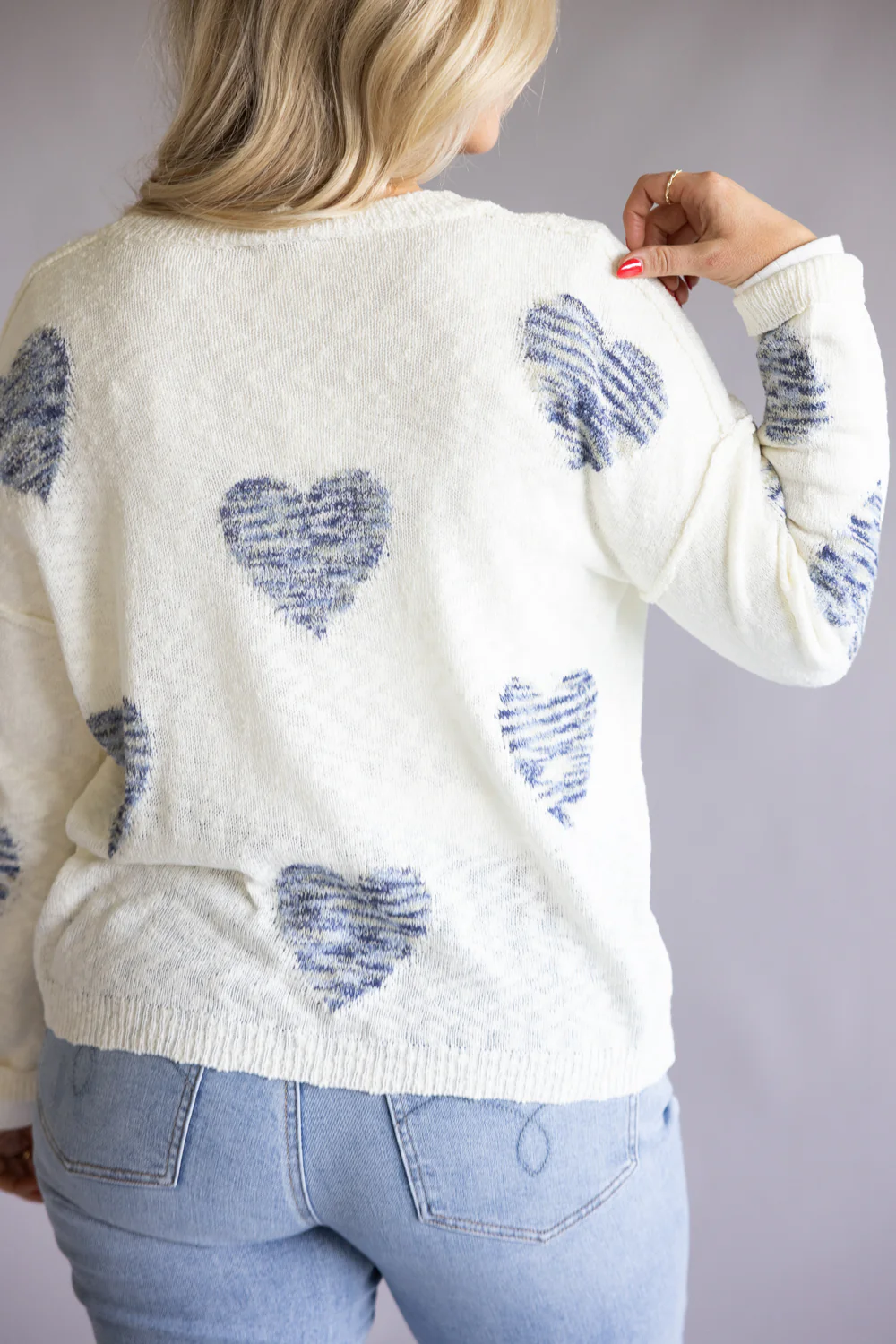 Miracle Tie Dye Heart Sweater for Women in Ivory Multi | W8422-IVORYMULTI - Image 6