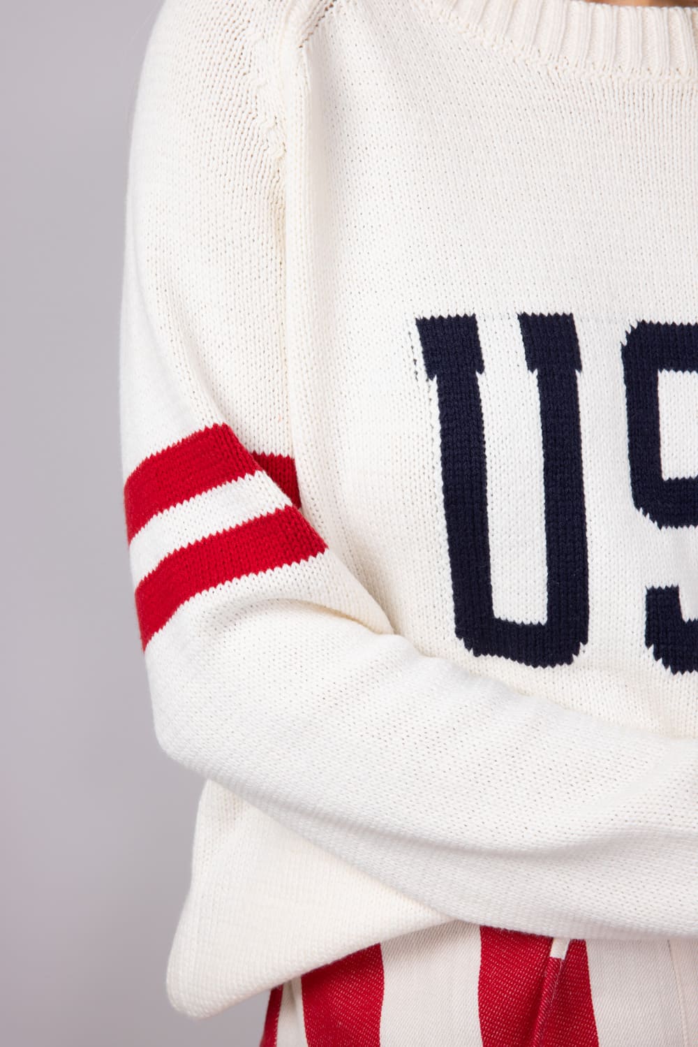 Miracle USA Striped Sleeve Sweater for Women in Cream | F2132-CREAM - Image 3