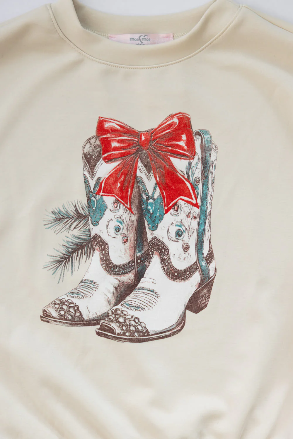 Moa Moa Christmas Boots Sweatshirt for Girls in Natural | MTL280KG-MCU-NATURAL - Image 2