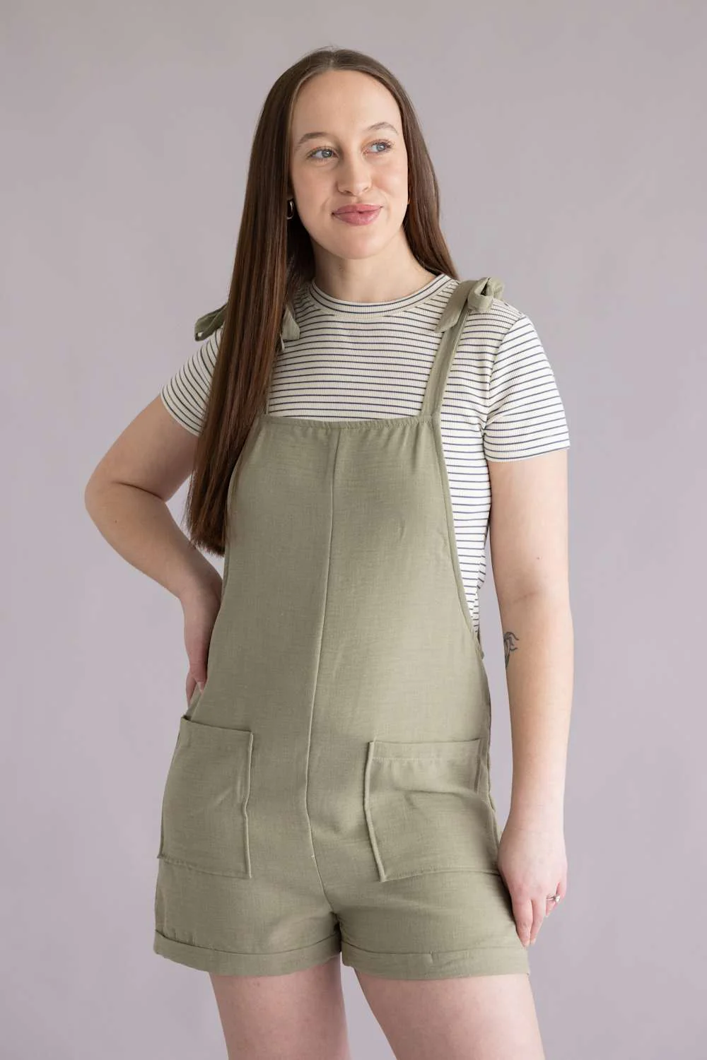 Moa Moa Linen Tie Strap Romper for Women - Image 2