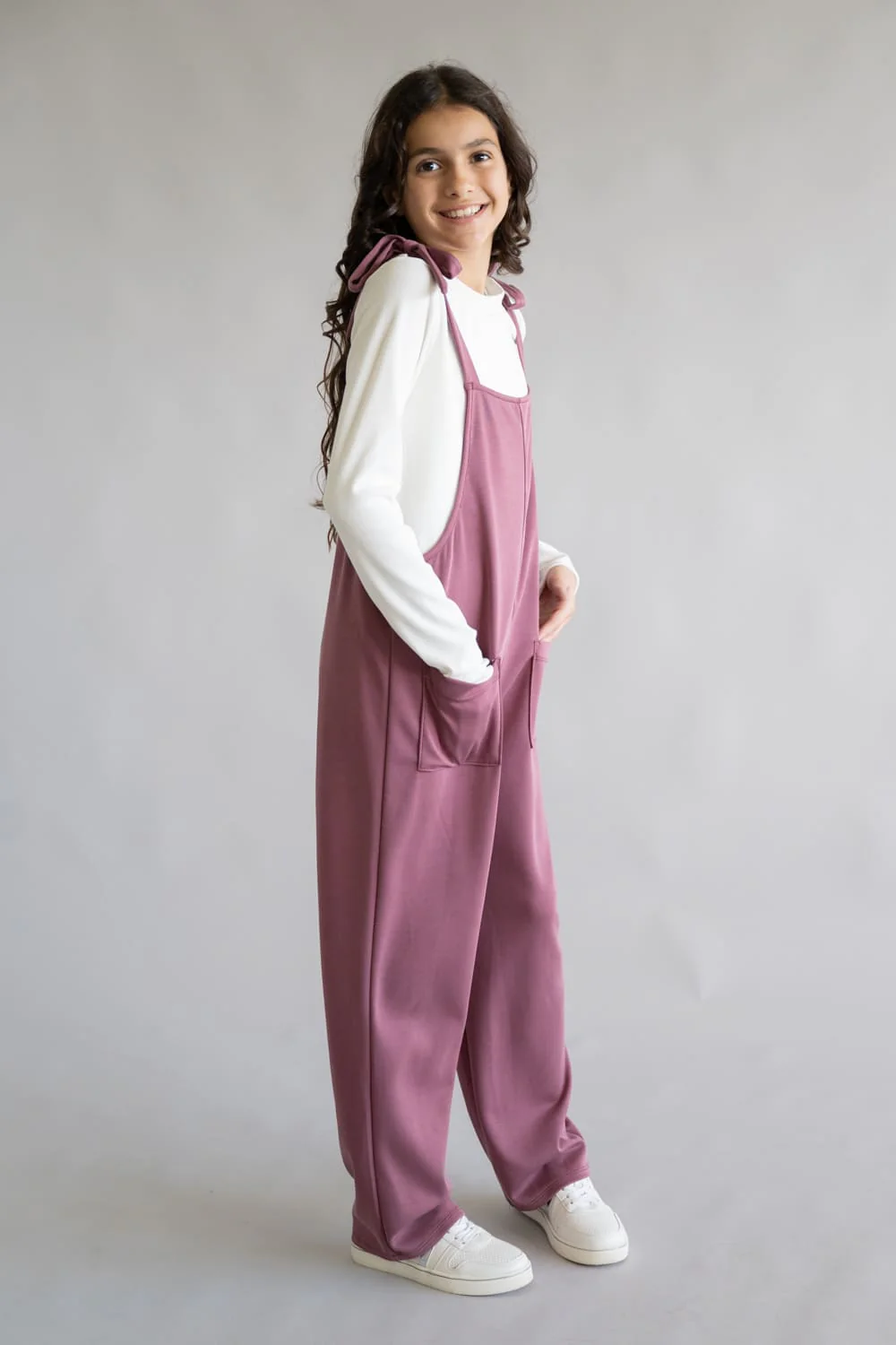Moa Moa Overall Long Sleeve Tee Set for Girls in Mulberry | MDC101CG-MCU-MULBERRY - Image 3