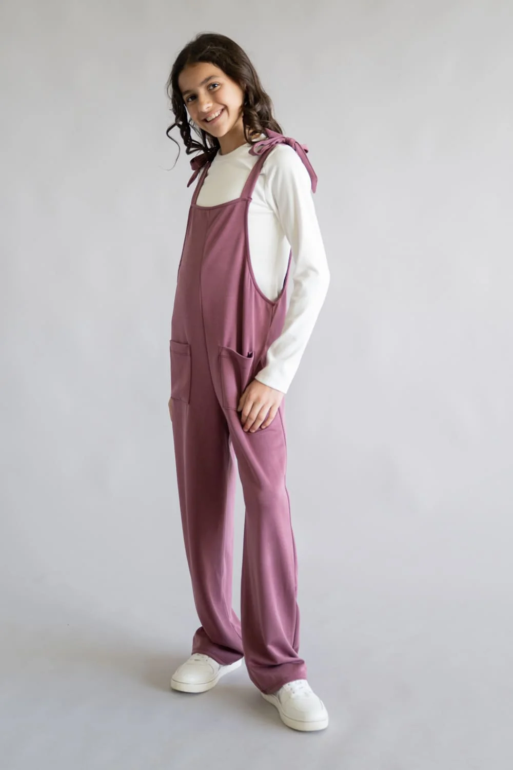 Moa Moa Overall Long Sleeve Tee Set for Girls in Mulberry | MDC101CG-MCU-MULBERRY - Image 6