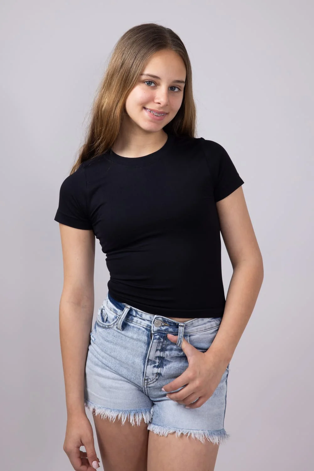 Moa Moa Seamless Shirt for Girls in Black | ITF930G-SEM-BLACK - Image 3