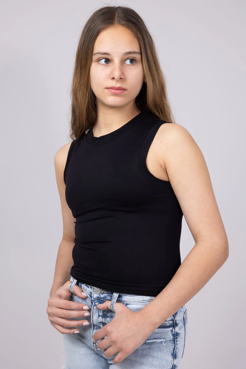 Moa Moa Seamless Tank Top for Girls in Black | ITD799G-SEM-BLACK - Image 3