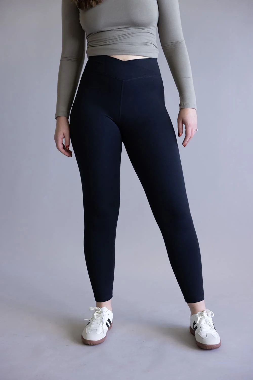 Mono B Venice Crossover Waist Leggings for Women in Black | BP624-BLACK - Image 3