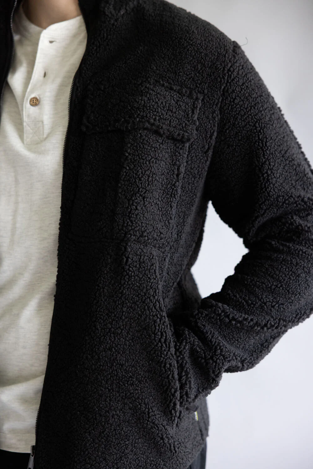 Moritz Faux Shearling Jacket for Men in Black | P416675-BLACK - Image 3
