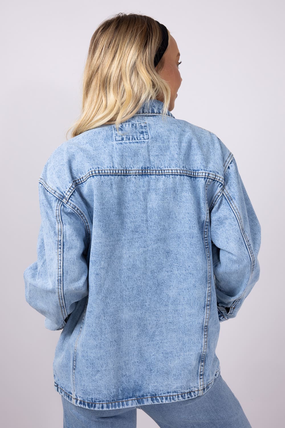 Multi Pocket Denim Jacket for Women | RJK-9358-BLUE - Image 2