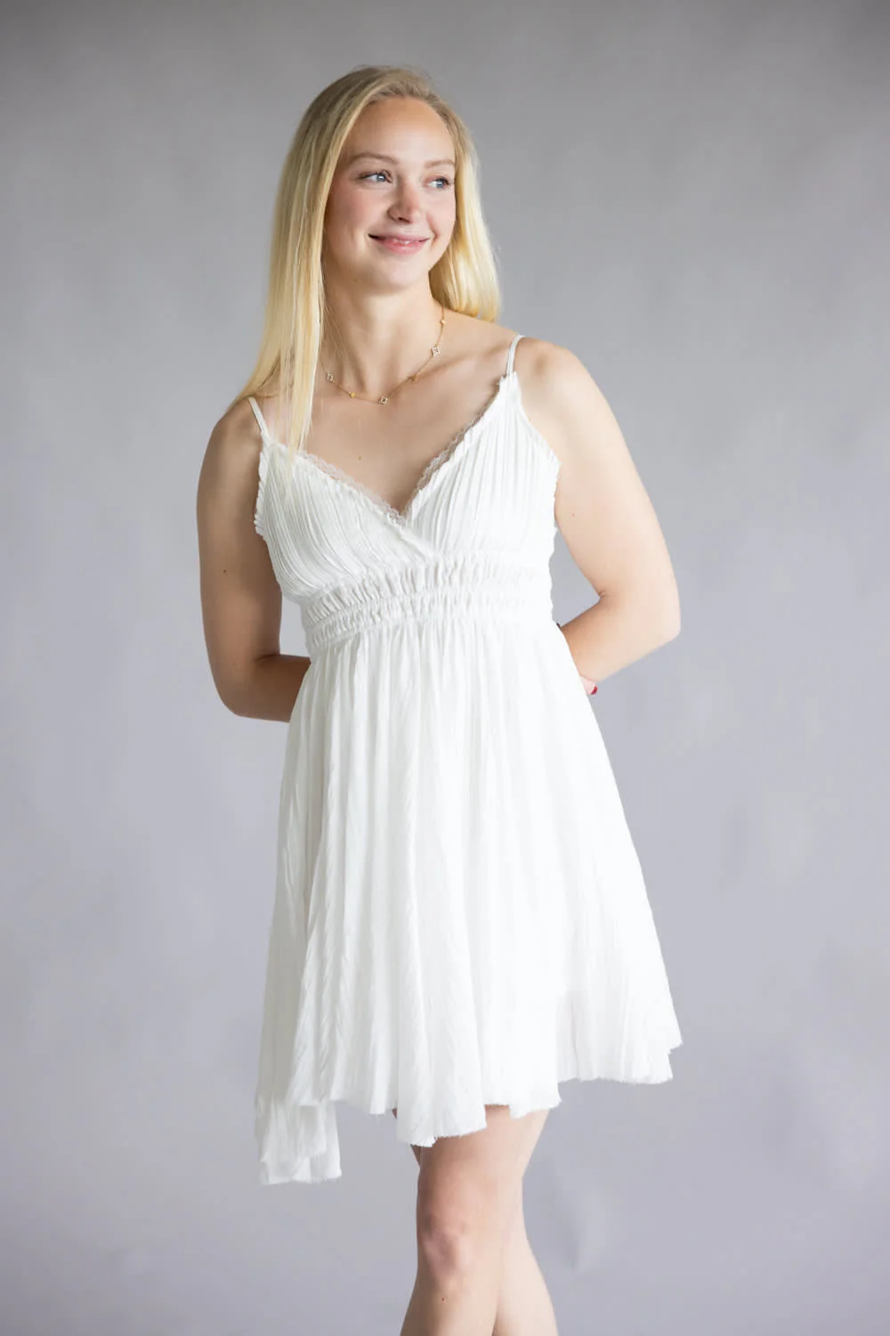 Natilee Slip Mini Dress for Women in White | 4205FK-SNW - Image 5