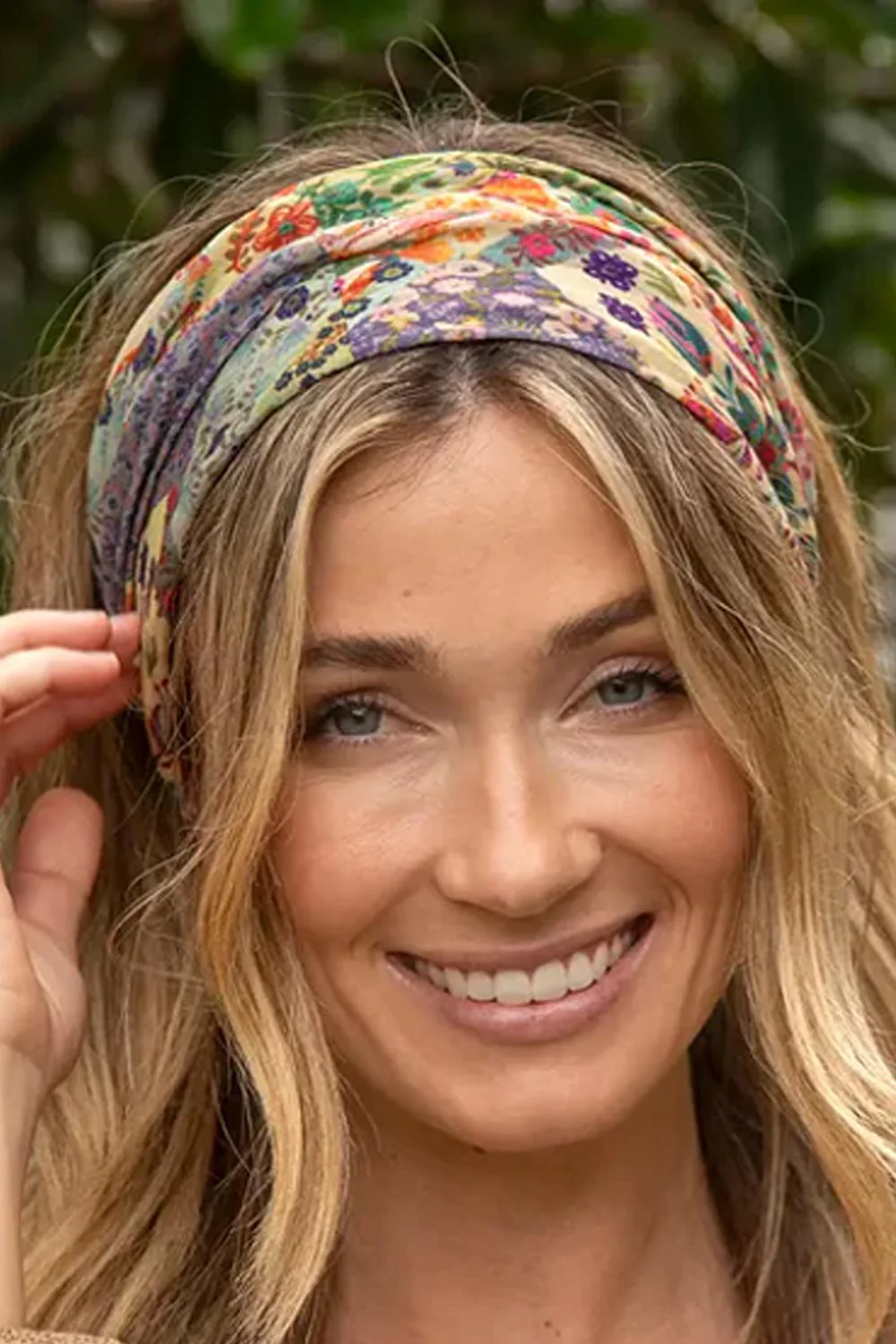 Natural Life Full Boho Bandeau Headband in Mandala Patchwork Cream | BBW000180 - Image 5