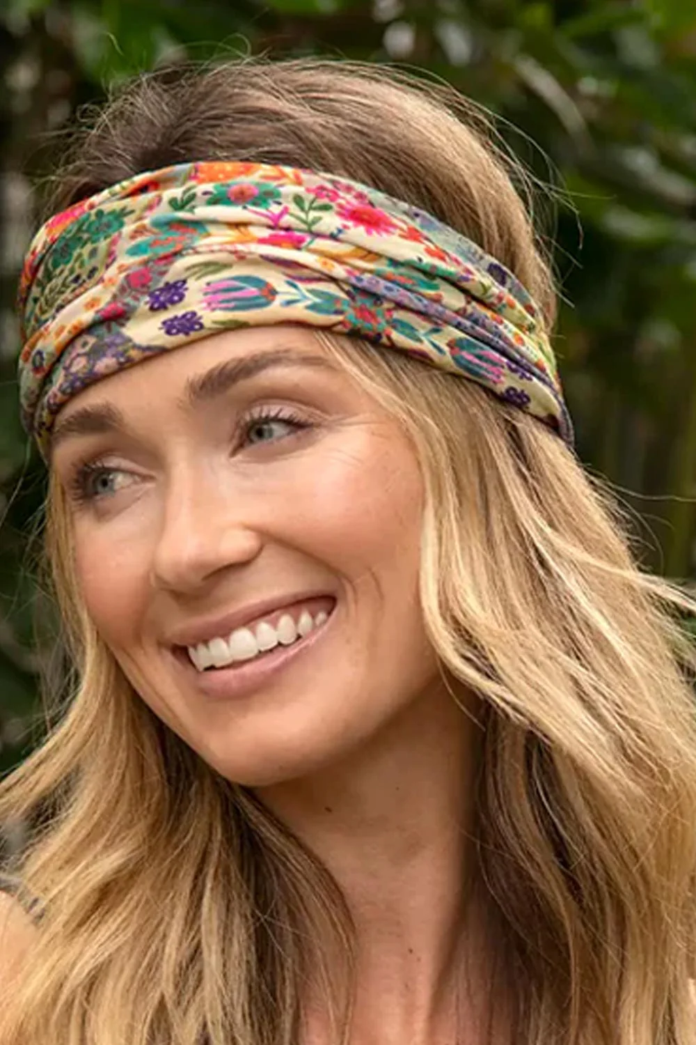 Natural Life Full Boho Bandeau Headband in Mandala Patchwork Cream | BBW000180 - Image 6
