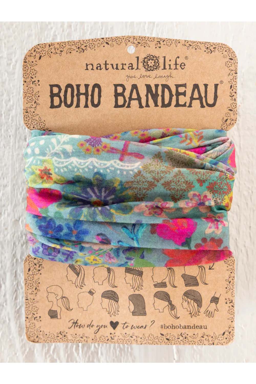 Natural Life Full Boho Bandeau Headband in Dusty Blue | BBW000210 - Image 3