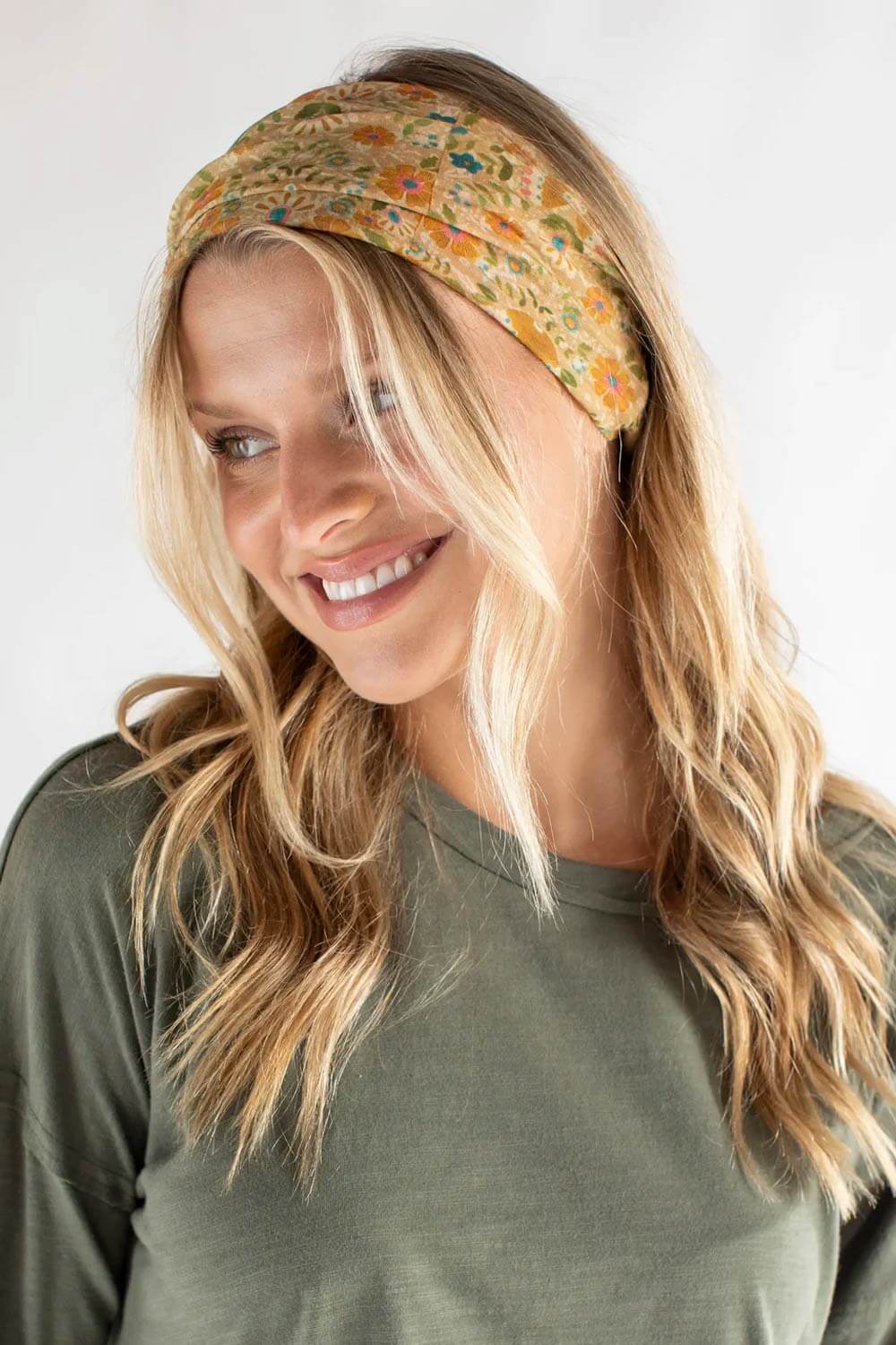Natural Life Half Boho Bandeau Headband in Yellow Mandala | BBW000080 - Image 2