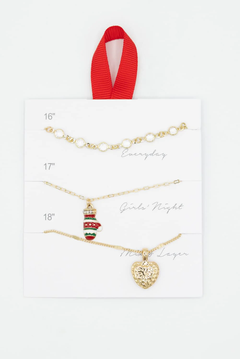 Triple Layer Holiday Necklace Set in Gold | ND10406RED - Image 2