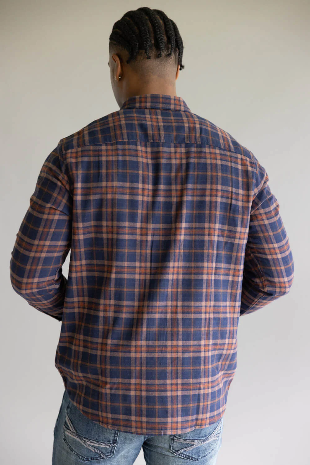 North River Brushed Plaid Button Up Shirt for Men in Navy Blue | NRM6407-BRACKEN - Image 2