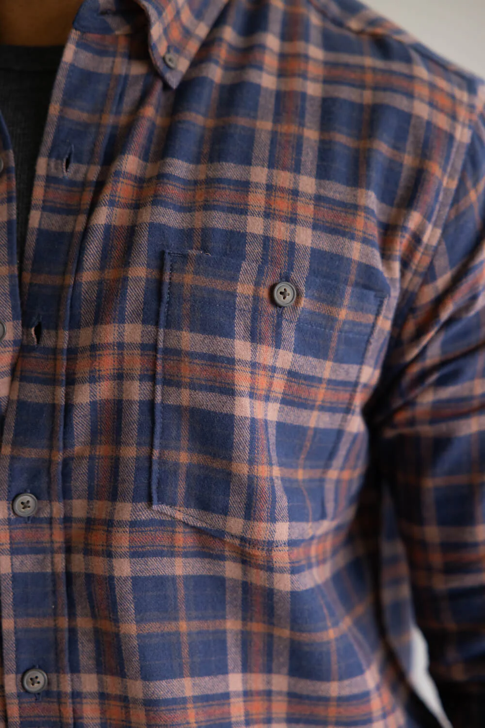 North River Brushed Plaid Button Up Shirt for Men in Navy Blue | NRM6407-BRACKEN - Image 3