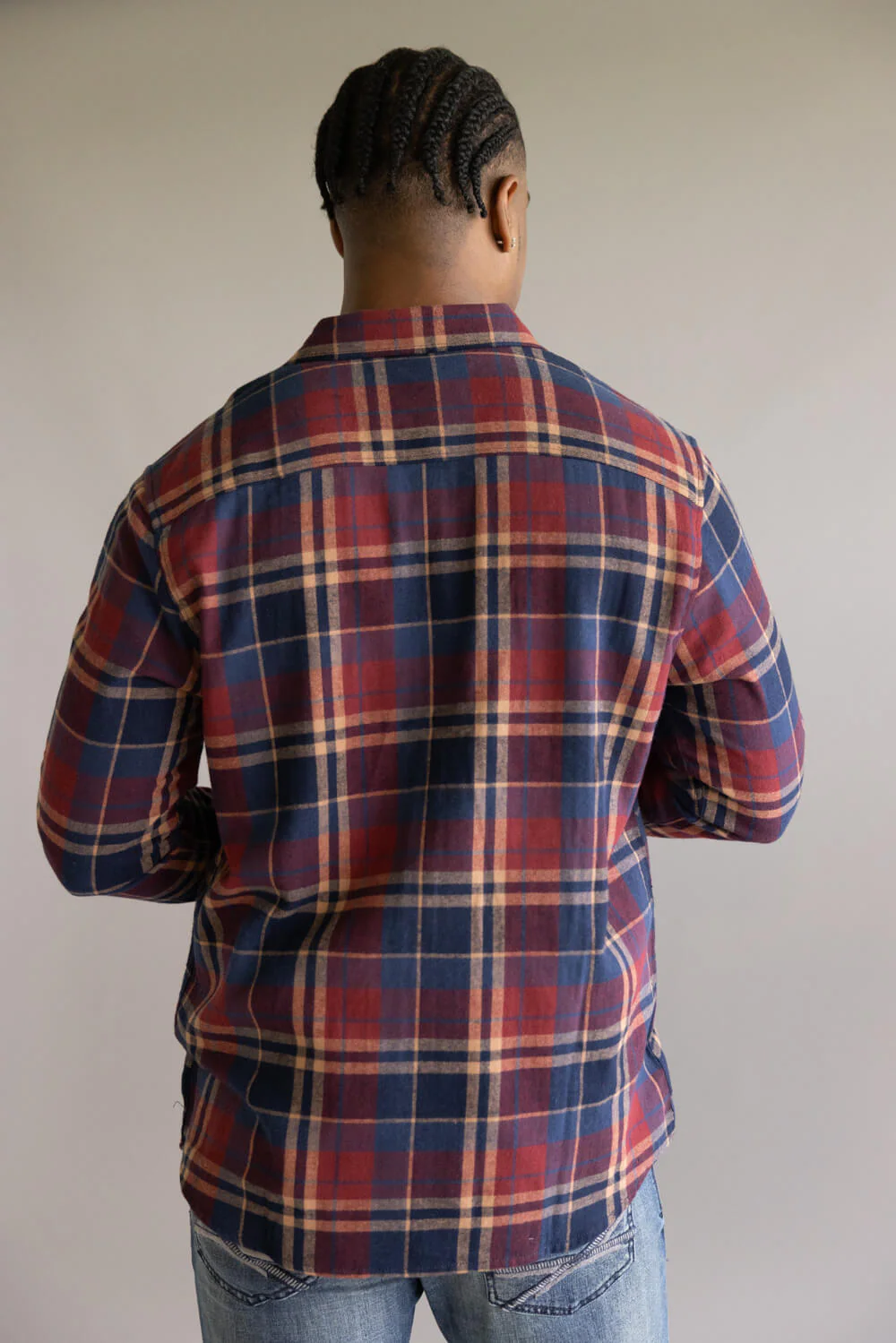 North River Herringbone Plaid Button Up Shirt for Men in Cinnamon | NRM6411-CINNAMON - Image 3