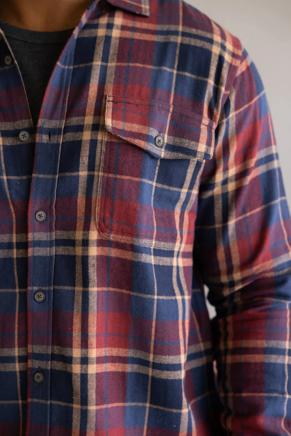 North River Herringbone Plaid Button Up Shirt for Men in Cinnamon | NRM6411-CINNAMON - Image 4