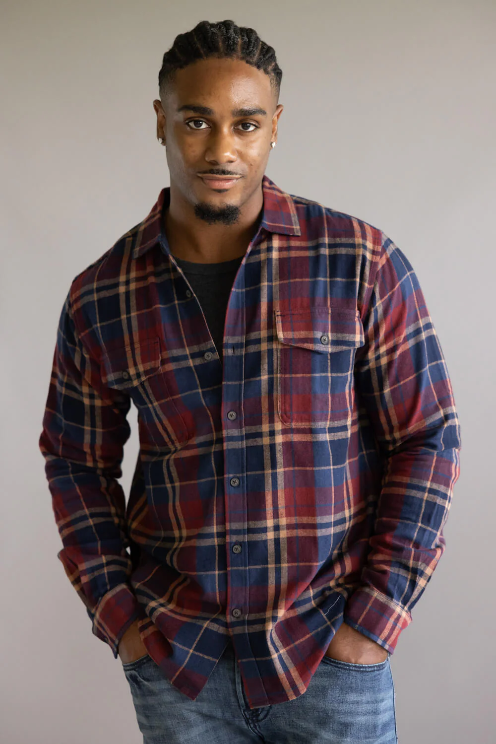 North River Herringbone Plaid Button Up Shirt for Men in Cinnamon | NRM6411-CINNAMON - Image 5