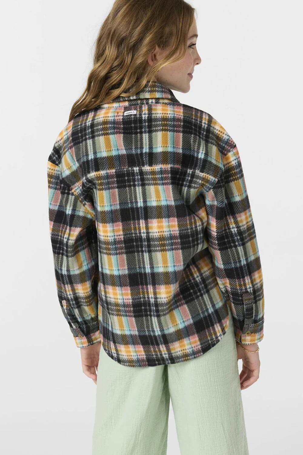 O’Neill Youth Bennet Super Fleece Plaid Shacket for Girls in Black Plaid | FA5804002-SSP-SEAPLD - Image 3