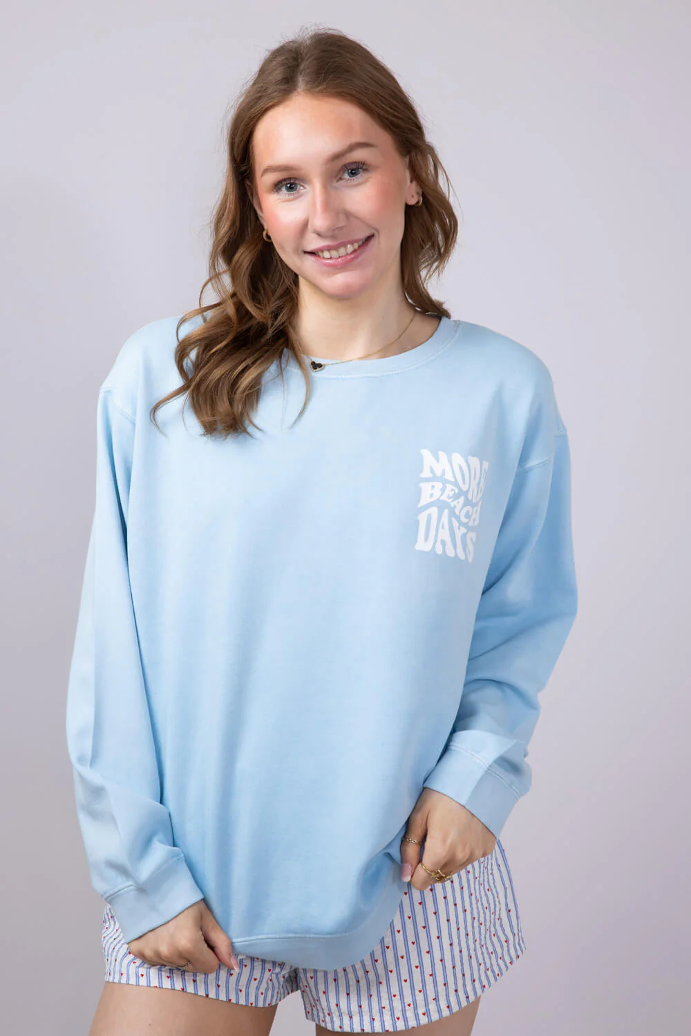 Ocean Drive More Beach Days Surf Club Fleece Sweatshirt for Women in Blue | F12039-747-DYECREW-TROPICALBLUE - Image 2