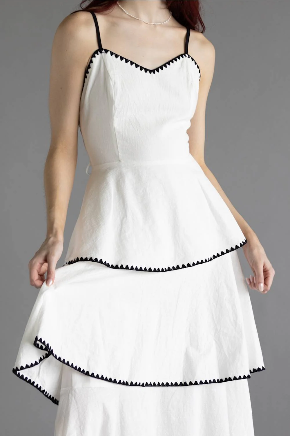 Open Back Tiered Midi Dress for Women in Off White | J15482DG-OFFWHITE - Image 3