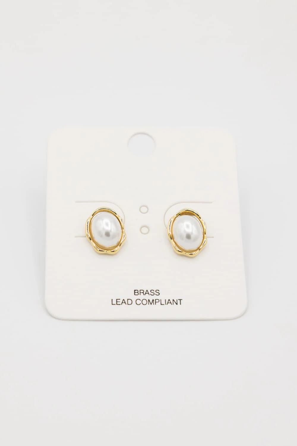 Oval Pearl Studs for Women in Gold | IEC538GDCRM - Image 2