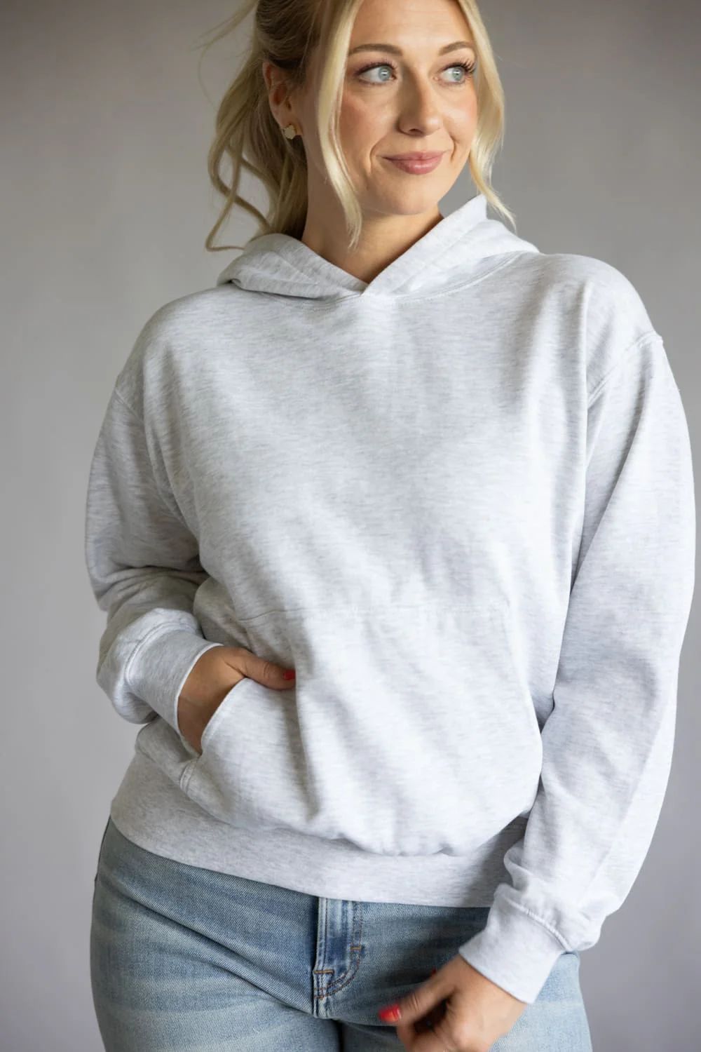 Oversized Fleece Hoodie for Women in Ice Grey | JU100-ICEGREY - Image 3