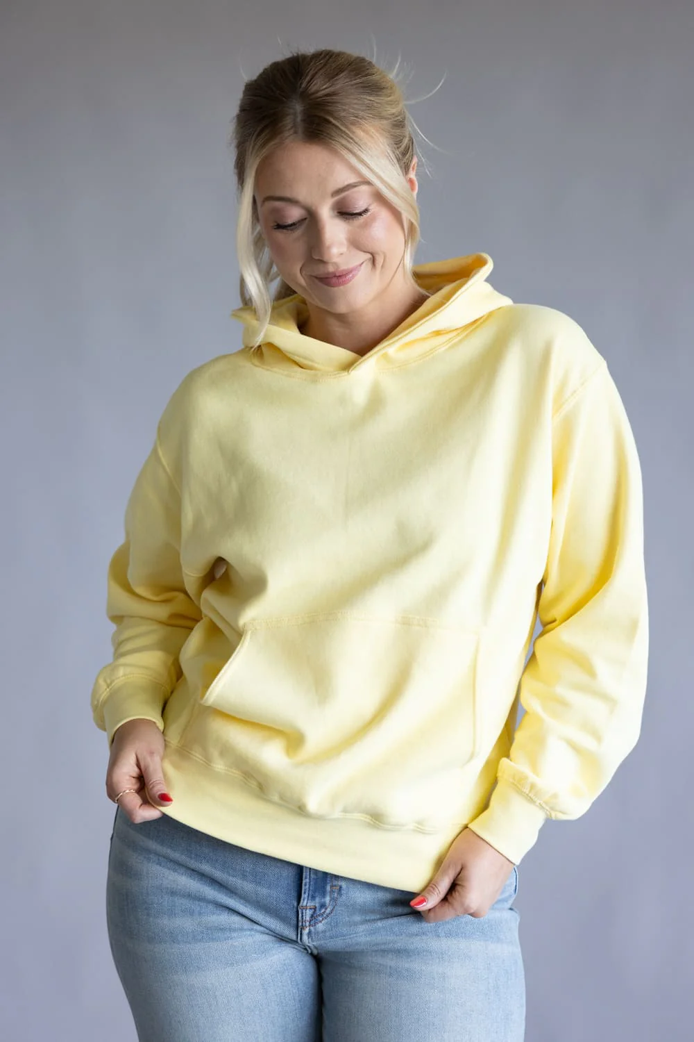 Oversized Fleece Hoodie for Women in Light Yellow | JU100-LTYELLOW - Image 3