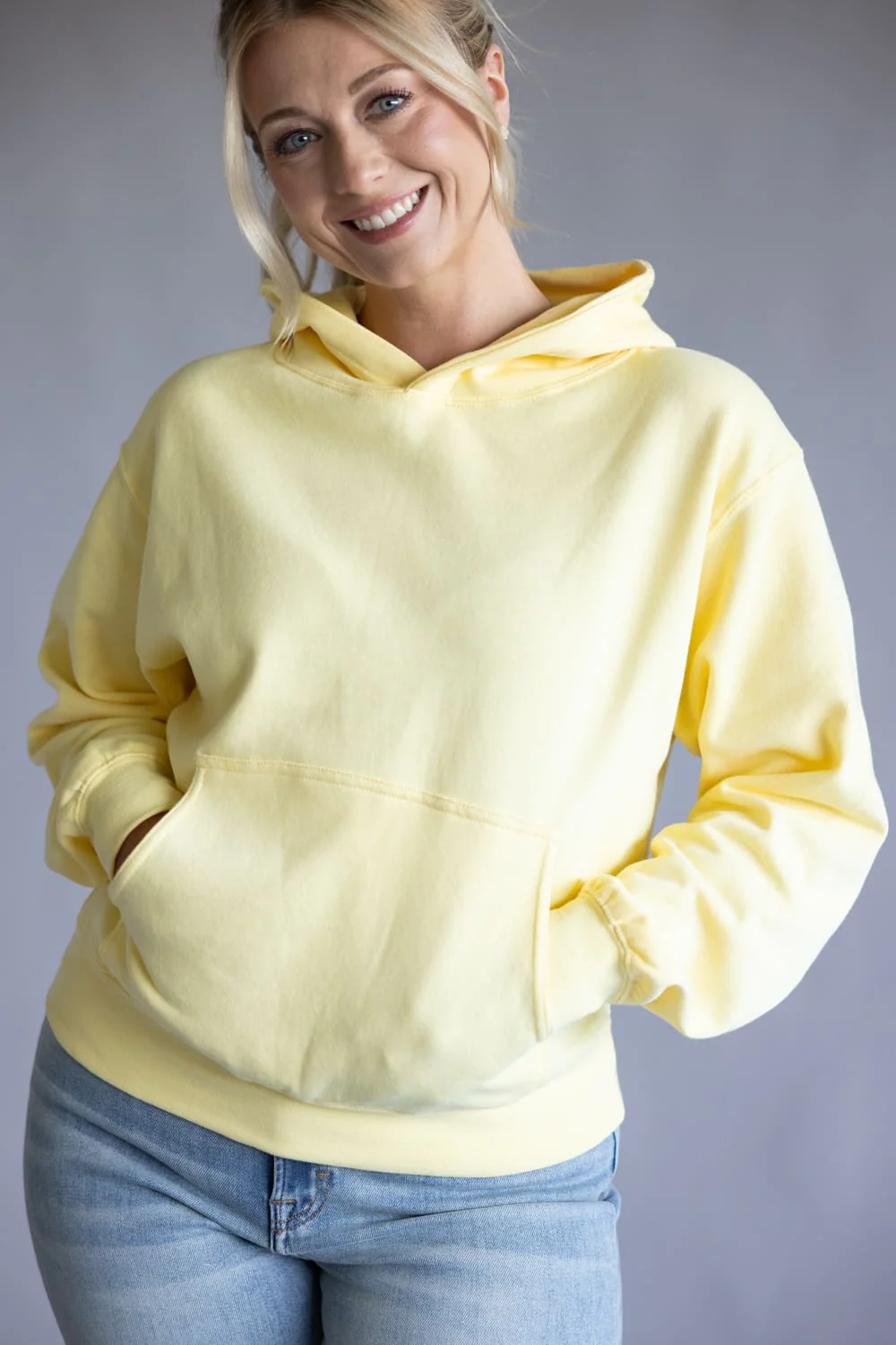 Oversized Fleece Hoodie for Women in Light Yellow | JU100-LTYELLOW - Image 4