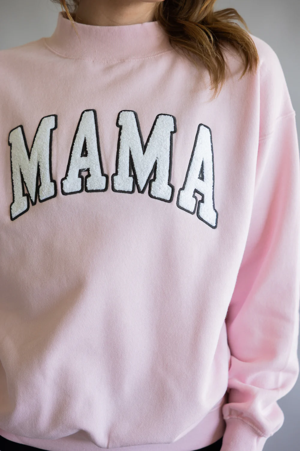 Oversized Mama Mock Neck Fleece Sweatshirt for Women in Baby Pink | GT099-BABYPINK - Image 4